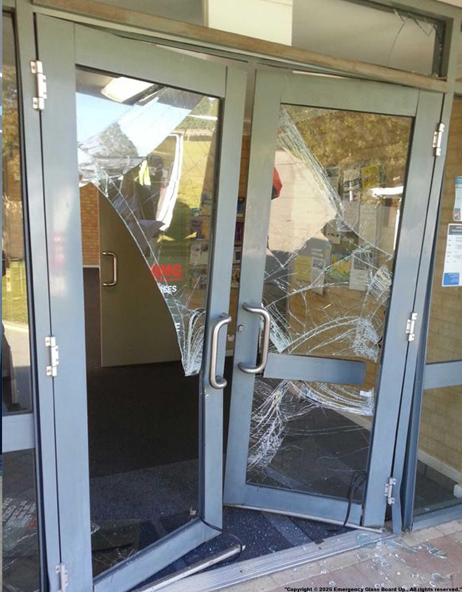 Emergency Board UP Vienna Virginia Storefront Window Door Break In Burglary Accident Express Glass Replacement Commercial Residential