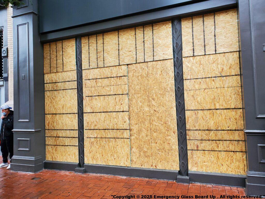 Emergency Board Up Clinton Maryland Burglary Incident Storefront Window Door Commercial Residential Express Glass Replacement