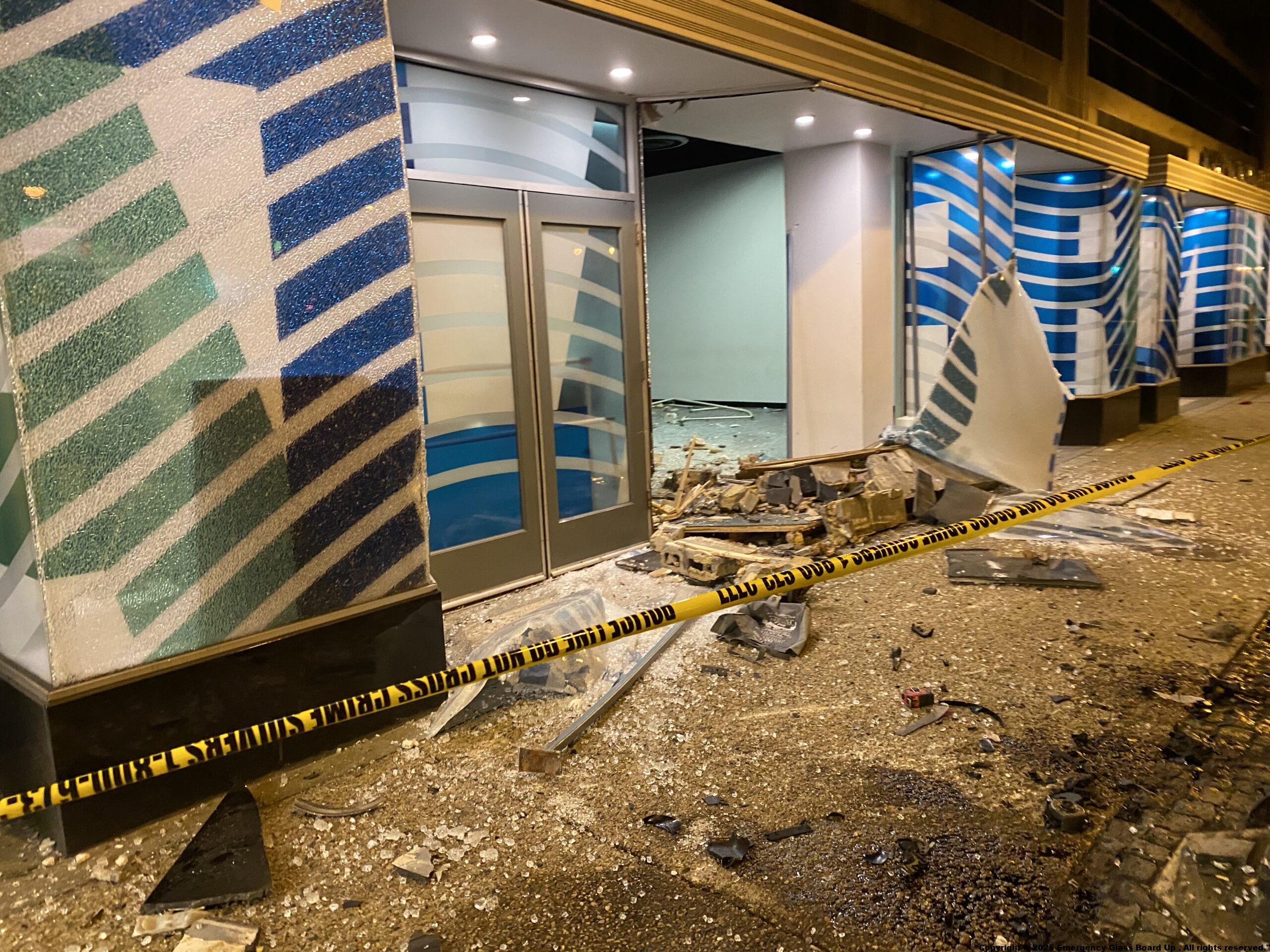 Emergency Board Storefront UP Virginia Washington DC Maryland Accident Burglary Incident Storefront24 Hours Expedited Glass Replacement
